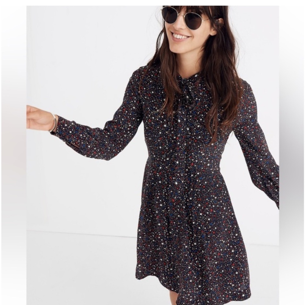 Madewell Long Sleeve Star Print Dress